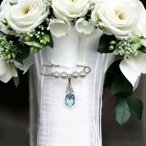 Something Blue Bridal Bouquet Charm – Elegant Wedding Keepsake Pin for Bride – Meaningful Gift from Mom, Sister, or Friend – Beautiful Bridal Shower Gift – Easily Attaches to Bouquet, Garter, or Dress in Saudi Arabia