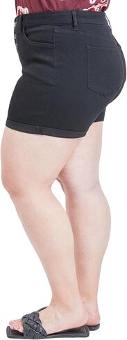 Royalty For Me Women's Plus Size High Rise Curvy Exposed Button Fly Cuffed Shorts in Saudi Arabia