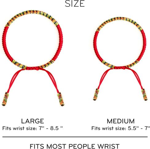 Red String Bracelet for Men and Women - Tibetan Buddhist Handmade Lucky Rope Knots Bracelet - Positive Energy & Protection Red String Bracelet for Couples, Friendship Gift Box (Medium, Color 1) in Saudi Arabia