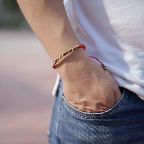 Red String Bracelet for Men and Women - Tibetan Buddhist Handmade Lucky Rope Knots Bracelet - Positive Energy & Protection Red String Bracelet for Couples, Friendship Gift Box (Medium, Color 1) in Saudi Arabia