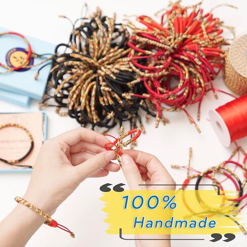Red String Bracelet for Men and Women - Tibetan Buddhist Handmade Lucky Rope Knots Bracelet - Positive Energy & Protection Red String Bracelet for Couples, Friendship Gift Box (Medium, Color 1) in Saudi Arabia