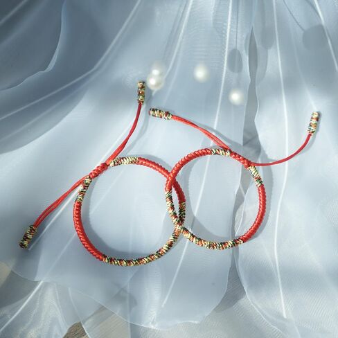 Red String Bracelet for Men and Women - Tibetan Buddhist Handmade Lucky Rope Knots Bracelet - Positive Energy & Protection Red String Bracelet for Couples, Friendship Gift Box (Medium, Color 1) in Saudi Arabia