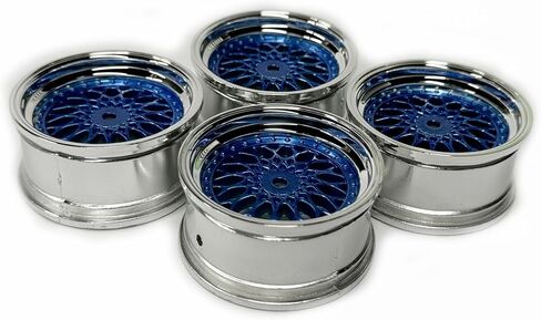 4PCS RC On-Road Car Tyres 65mm Rubber Tire and Plastic Plating Wheel Rims for 1:10 RC Run-flating Racing Touring Car for Tamiya HSP HPI Kyosho(Silver,Offset:6mm) in Saudi Arabia