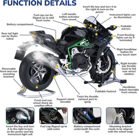 1/6 مقياس دراجة نارية متوافقة مع Kawasaki Ninja H2 طراز الدراجات النارية طراز Die Mast Metal Racing Motorcycles Model ل Kawasaki H2 طراز الدراجات النارية رذاذ الدراجات النارية in Kuwait