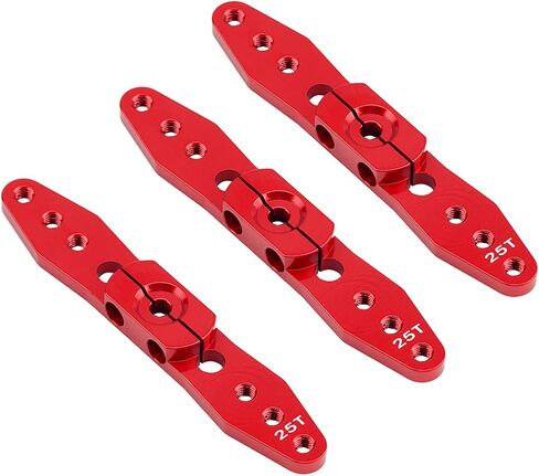 3 Pcs Aluminum RC Clamping 25T Servo Horn Double Arm Steering Arms Compatible for Futaba Axial Savox Xcore MG995 MG996R MG946R Power HD HSP Servos Motor 1/8 1/10 RC Car Upgrades (Red) in Saudi Arabia