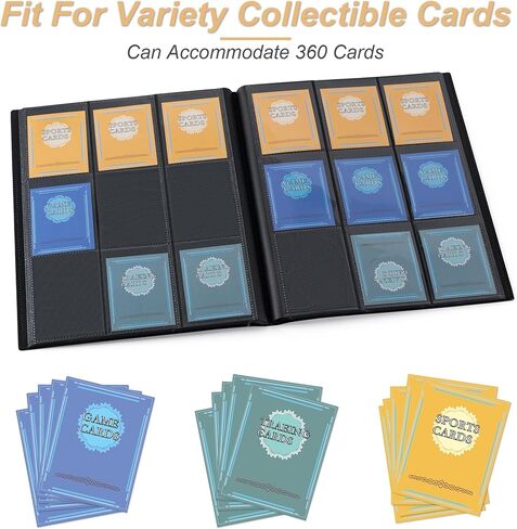 Card Binder 9 Pocket Storage 360 Card Binder,Trading Card Binder Senior and Sturdy Side-Loading Album,Intended For YuGiOh,MTG, TCG,Game Cards & Baseball Card Binde,(Black) in Saudi Arabia