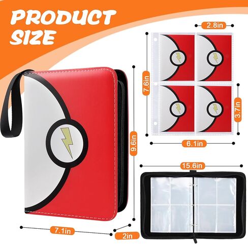 رابط بطاقات 4 جيب ، حامل بطاقات تداول 400 بطاقة مع 50 أكمام قابلة للإزالة ، ألبوم سحاب كبير مقاوم للماء لهواة جمع العملات ، كتاب بطاقة الائتمان المحمولة-كتاب ريد in Kuwait