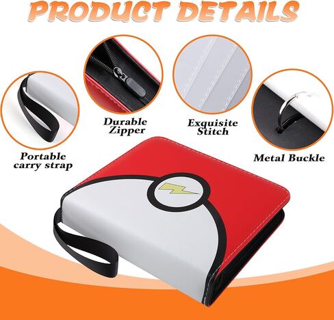 رابط بطاقات 4 جيب ، حامل بطاقات تداول 400 بطاقة مع 50 أكمام قابلة للإزالة ، ألبوم سحاب كبير مقاوم للماء لهواة جمع العملات ، كتاب بطاقة الائتمان المحمولة-كتاب ريد in Kuwait