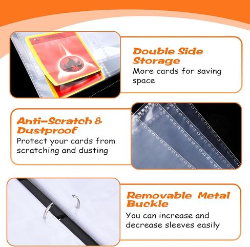 رابط بطاقات 4 جيب ، حامل بطاقات تداول 400 بطاقة مع 50 أكمام قابلة للإزالة ، ألبوم سحاب كبير مقاوم للماء لهواة جمع العملات ، كتاب بطاقة الائتمان المحمولة-كتاب ريد in Kuwait