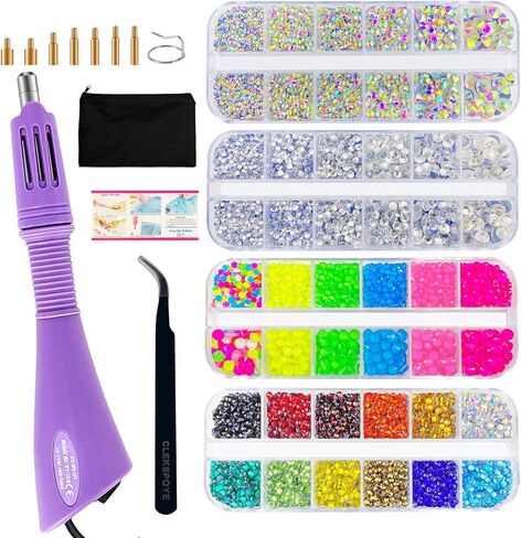Hotfix Rhinestone Applicator, Iron-on Hot Fix Setter Tool Bedazzler Kit with Rhinestones,Hot Fixed Wand for Clothes Clothing Fabric Crafts,Pink Set in Saudi Arabia
