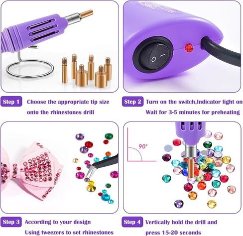 Hotfix Rhinestone Applicator, Iron-on Hot Fix Setter Tool Bedazzler Kit with Rhinestones,Hot Fixed Wand for Clothes Clothing Fabric Crafts,Pink Set in Saudi Arabia