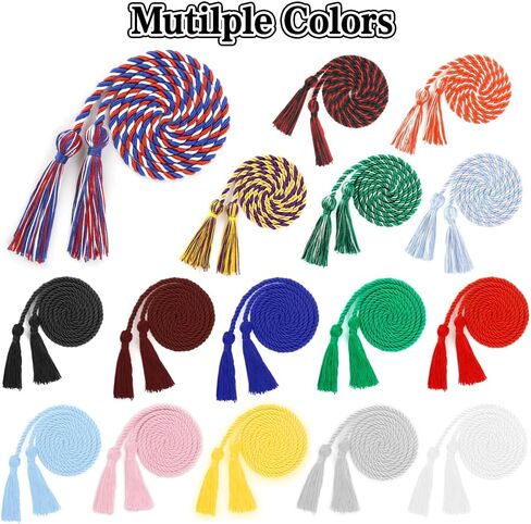 Graduation Cords, Cords for Graduation 2025, Red Blue and White Graduation Honor Cord 68 Inch Rayon Braided Cord, Honor Ropes with Tassels for 2025 Graduation Decorations for Students Master Doctoral in Saudi Arabia