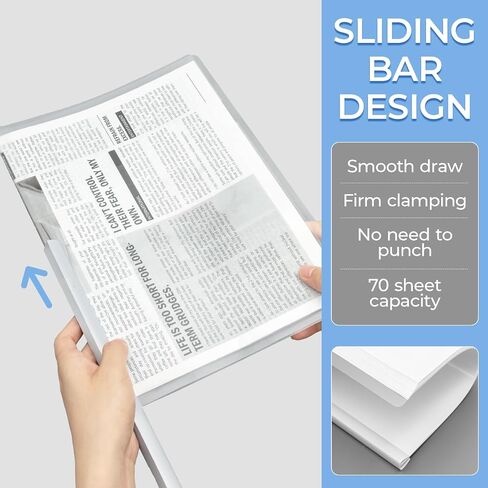 M&G 10 Pack Report Covers with Sliding Bar, 15mm Clear Report Covers for A4 and Letter Size Paper, 8.7 x 12.2 inch,110 Sheet Presentation Folders in Saudi Arabia