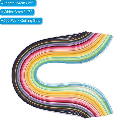 Patikil 500pcs شرائح ورق Quilling Paper Paper Flowers Quits 1/8 "(3mm) اوريغامي الورق للبالغين المبتدئين الفنون ، 21" (54 سم) 50 ألوان in Kuwait