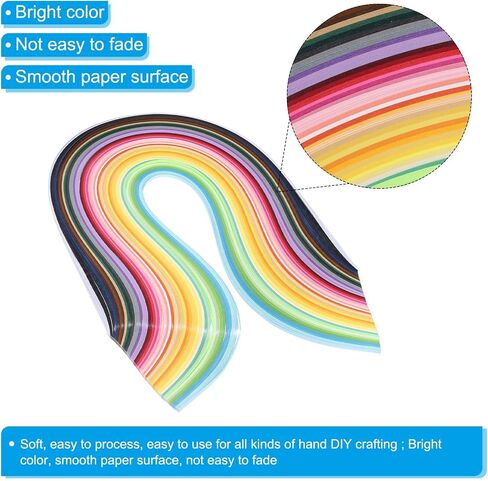 Patikil 500pcs شرائح ورق Quilling Paper Paper Flowers Quits 1/8 "(3mm) اوريغامي الورق للبالغين المبتدئين الفنون ، 21" (54 سم) 50 ألوان in Kuwait