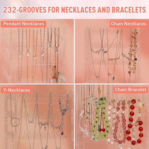 5 Tiers Rotating Earring Holder Organizer,Exquisite Metal Earring Display Stand Rack,220 Holes EarringTree Organizer for Women Girl (Pink) in Kuwait