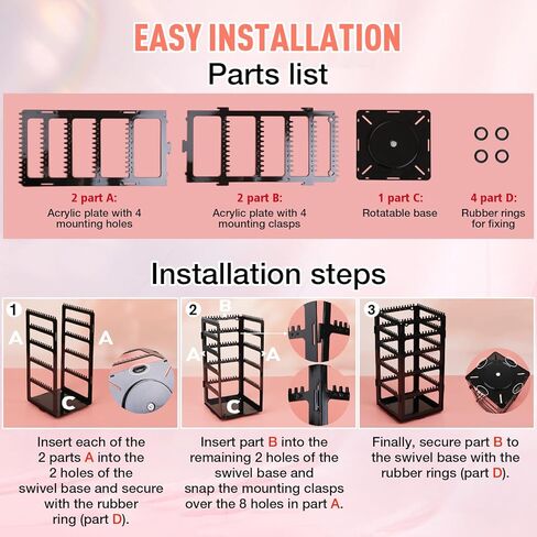 5 Tiers Rotating Earring Holder Organizer,Exquisite Metal Earring Display Stand Rack,220 Holes EarringTree Organizer for Women Girl (Pink) in Kuwait
