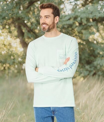 vineyard vines Men's Vintage Whale Garment Dyed Long-Sleeve Pocket Tee in Saudi Arabia