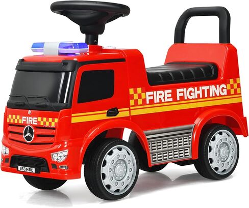 HONEY JOY Ride On Push Car, Licensed Mercedes Benz Push Cars for Toddlers w/Horn, Music, Lights, Under Seat Storage, Foot-to-Floor Ride On Fire Truck Toy for Kids Boys Girls 1-3, Red in Kuwait