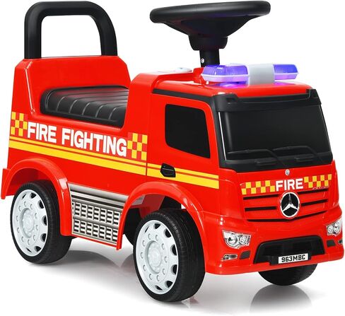 HONEY JOY Ride On Push Car, Licensed Mercedes Benz Push Cars for Toddlers w/Horn, Music, Lights, Under Seat Storage, Foot-to-Floor Ride On Fire Truck Toy for Kids Boys Girls 1-3, Red in Kuwait