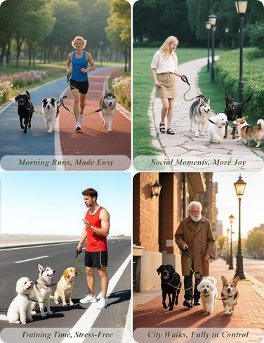 مقود 3-Dog-Dog-dog-حبل رئيسي مع مقبض مبطن ، وثلاثة مقاطع مقود قابلة للفصل ، مقطع شاق ، 4.76 قدم للمشي ، الجري ، الكلاب الصغيرة ، المتوسطة ، الكلاب الكبيرة (أخضر) in Kuwait