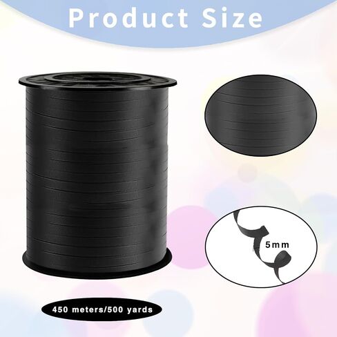 Black Curling Ribbon, 500 Yard, 1/5" for Presents, Balloons, Parties & Festivals in Kuwait