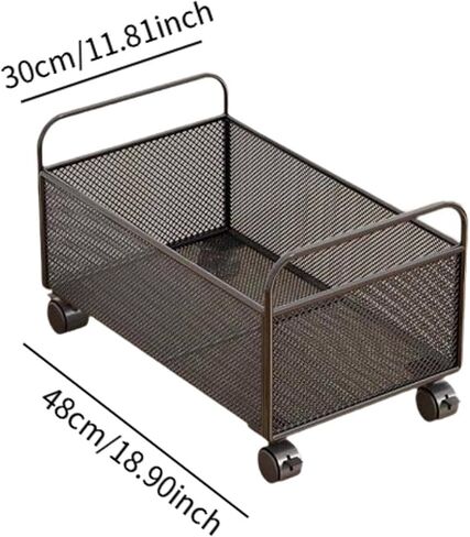 Fling File Cart Cart Organizer مع Wheels Mobile Bookshelf Mesh File Firce Carttor Mesh Storage Cart ، للمنزل ، 38x25x30cm in Kuwait