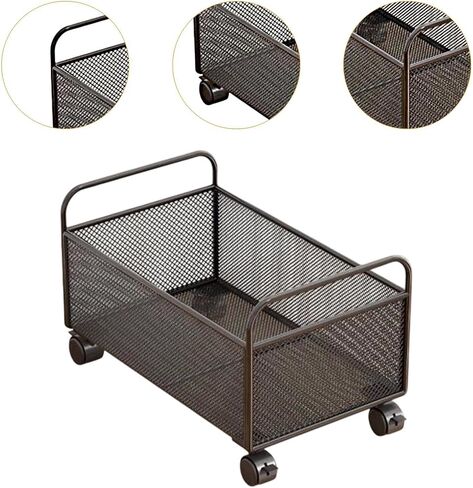 Rolling File Cart Rolling Organizer with Wheels Mobile Bookshelf Mesh Hanging File Organizer Mesh Storage Cart, for Home, 38x25x30cm in Saudi Arabia