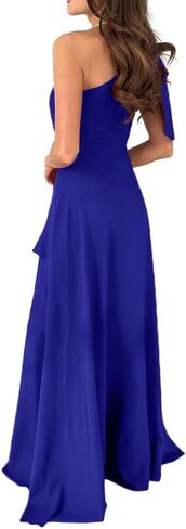 فساتين طويلة طويلة واسعة من Umenlele للسيدات بكتف واحد بدون أكمام مكشكشة وحاشية غير متماثلة بدون ظهر in Kuwait