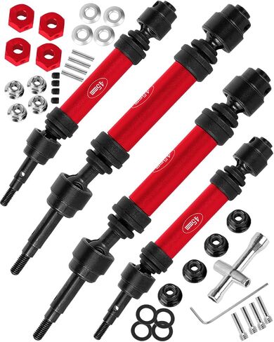 RC Upgrades Part for Stampede Slash Rustler JatO 4X4 VXL/BL-2s,RC #45 Steel CVD Drive Shafts,Harden Front Rear Driveshaft Axles Hops up(4PCS),Replace #9051#9052 Red in Saudi Arabia