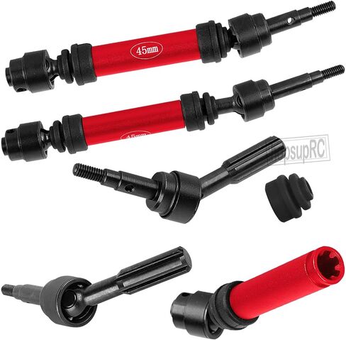 RC Upgrades Part for Stampede Slash Rustler JatO 4X4 VXL/BL-2s,RC #45 Steel CVD Drive Shafts,Harden Front Rear Driveshaft Axles Hops up(4PCS),Replace #9051#9052 Red in Saudi Arabia