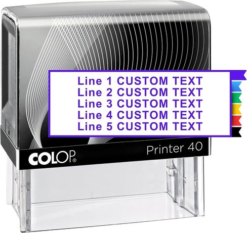 Large size Custom Stamp - Up to 5 Lines of Personalized Text, 6 Ink Colors & Many Fonts, Self Inking Business Stamp, Personal use, Return Address, Labels, Name, Office Supplies, Rubber Stamps in Saudi Arabia