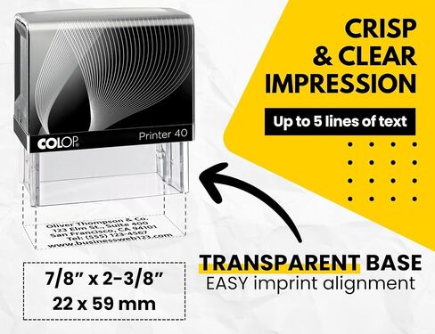 Large size Custom Stamp - Up to 5 Lines of Personalized Text, 6 Ink Colors & Many Fonts, Self Inking Business Stamp, Personal use, Return Address, Labels, Name, Office Supplies, Rubber Stamps in Saudi Arabia
