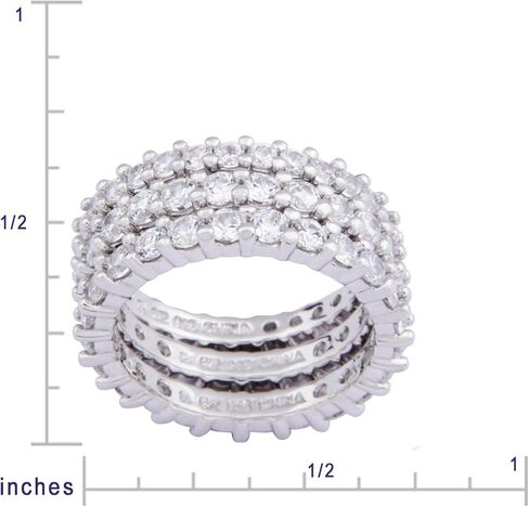 Amazon Collection Tri-Tone Sterling Silver Cubic Zirconia All-Around Band Stacking Ring Set (Set of 3), Size 7 in Saudi Arabia
