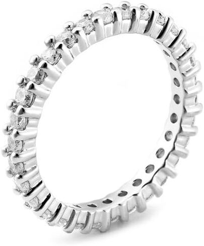 Amazon Collection Tri-Tone Sterling Silver Cubic Zirconia All-Around Band Stacking Ring Set (Set of 3), Size 7 in Saudi Arabia