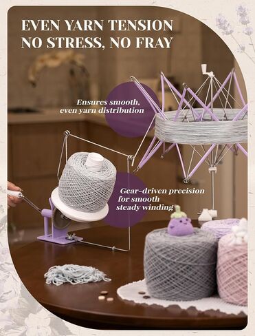 Adhafera Yarn Winder, Ball Winder for Crocheting, Large Capacity 10–16oz, Smooth Center-Pull Cake Spinner, Metal Craft Supplies for Knitting Enthusiast in Kuwait