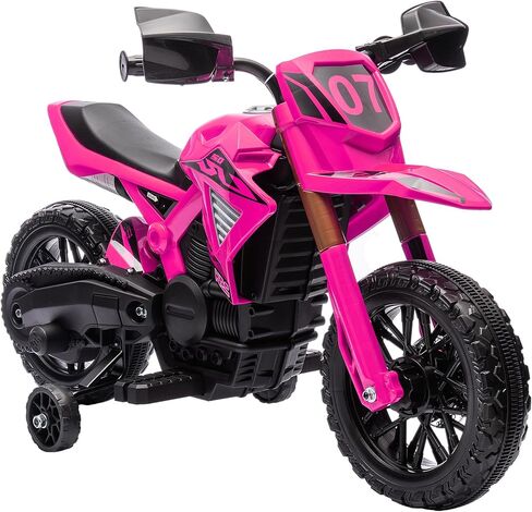 Qaba Kids Motorcycle, 6V Battery Powered Dirt Bike with Training Wheels, Horn & Start Sound, Electric Motorbike for Kids 3-8 Years, Green in Saudi Arabia
