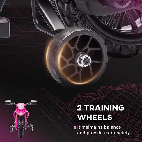 Qaba Kids Motorcycle, 6V Battery Powered Dirt Bike with Training Wheels, Horn & Start Sound, Electric Motorbike for Kids 3-8 Years, Green in Saudi Arabia