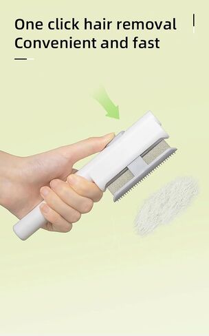 Cat Shedding Comb for Long Matted Hair, Cat Flea Comb for Indoor Cats or Dogs, Release Button Self-Cleaning Pet Combs, Long & Short Stainless Steel Metal Teeth, White in Saudi Arabia
