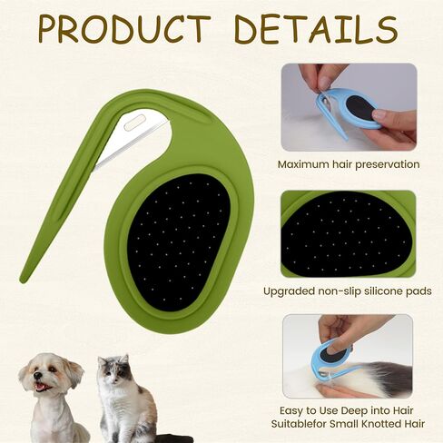 Upgraded 4Pcs Cat Dog Knotting Comb Set - Safer Non-Slip Handle Pet Grooming Tool, Universal Knot Remover Comb for Cats and Dogs, Pet Grooming Supplies (Knotting Cut Combs, Count, 1) in Kuwait