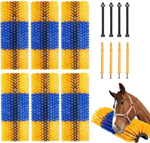VEVOR Livestock Scratching Brush, 6 Pcs Horse Brush with 12 Screws, 17.1 x 7.5 in Cow Scratcher, for Back Itch Relief & Keep Cleaning, Grooming & Scratching Post for Horse, Pig, Cattle Supplies in Saudi Arabia