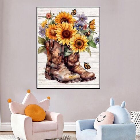 Sunflower Stamped Cross Stitch Kits,11CT Cross Stitch Kits for Beginners,DIY Needlepoint Kits for Adults,Embroidery Patterns Dimensions Counted Cross Stitch Kits Art Crafts Kits for Home Decor Gift in Kuwait