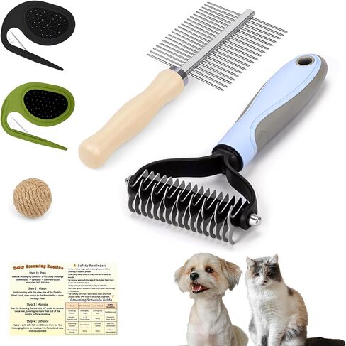 Upgraded 4Pcs Cat Dog Knotting Comb Set - Safer Non-Slip Handle Pet Grooming Tool, Universal Knot Remover Comb for Cats and Dogs, Pet Grooming Supplies (Knotting Cut Combs, Count, 1) in Kuwait