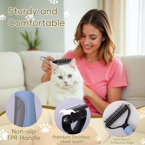 Upgraded 4Pcs Cat Dog Knotting Comb Set - Safer Non-Slip Handle Pet Grooming Tool, Universal Knot Remover Comb for Cats and Dogs, Pet Grooming Supplies (Knotting Cut Combs, Count, 1) in Kuwait