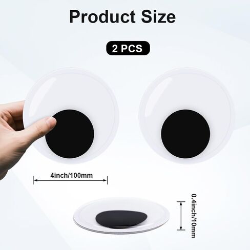 7 Inch Giant Googly Eyes with Self-Adhesive, 2 Pcs Large Wiggle Googly Eyes, Plastic Black White Big Sticky Eye Eyeball Stickers for Handmade DIY Art Crafts Party Halloween Christmas Tree Decorations in Kuwait