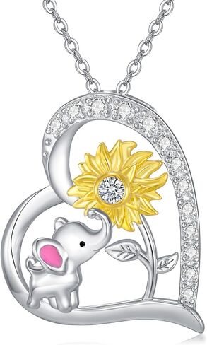 SELKAT 925 Sterling Silver Animal Necklace for Women Cute Elephant/Cat/Bunny/Butterfly/Ladybug/Axolotl/Mermaid Pendant Fashion Jewelry Gifts for Girls Mother Daughter in Kuwait