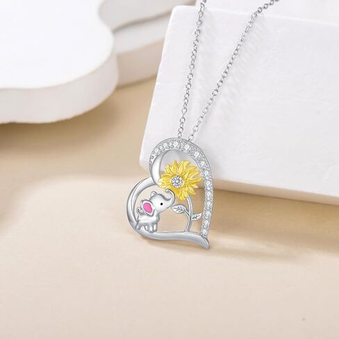 SELKAT 925 Sterling Silver Animal Necklace for Women Cute Elephant/Cat/Bunny/Butterfly/Ladybug/Axolotl/Mermaid Pendant Fashion Jewelry Gifts for Girls Mother Daughter in Kuwait