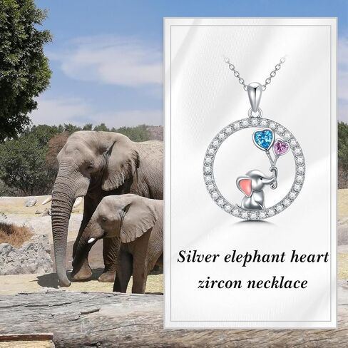 Motiel 925 Sterling Silver Elephant Pendant Necklace,Cute Animals Rose Flower Necklace Lovely Good Luck Elephant Jewelry for Women Ladies Gifts 18+2inch in Saudi Arabia