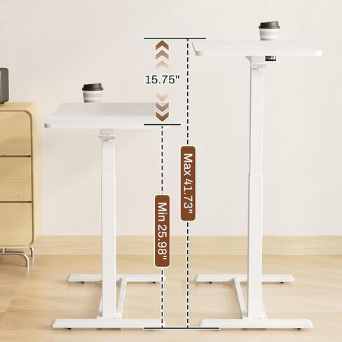 FLEXISPOT Mobile Standing Desk with Wheels Pneumatic Laptop Desk Rolling Computer Cart Movable Height Adjustable Small Sit Stand Desk Computer Workstations Home Use（27.6" W x 15.7" D,White in Kuwait