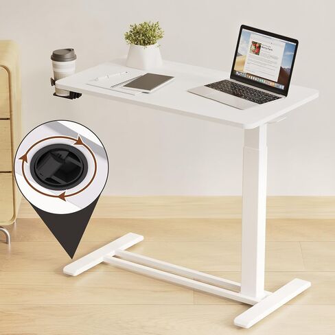 FLEXISPOT Mobile Standing Desk with Wheels Pneumatic Laptop Desk Rolling Computer Cart Movable Height Adjustable Small Sit Stand Desk Computer Workstations Home Use（27.6" W x 15.7" D,White in Kuwait